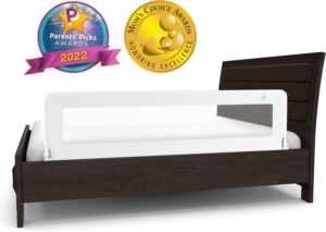 ComfyBumpy 59 inch Extra Long Toddler Bed Rails - Baby Bed Rail Guard for Kids, Twin, Full, King and Queen Beds - Adjustable Bed Rail for Toddlers - Bed Side Bedrails - White, XL (59" x 19.5")